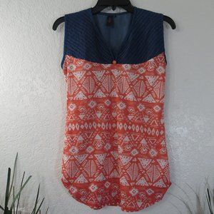 Diya Women's Top Sleeveless Geometric Tunic Sz L